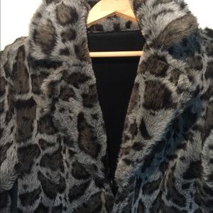 black leather suede coat/ shearling lined